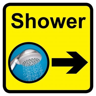 Shower sign with right arrow - 300mm x 300mm